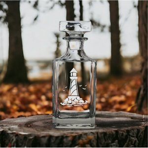 Lighthouse Decanter 26 Oz Bourbon Whisky Glass Ocean Customize Premium NEW
